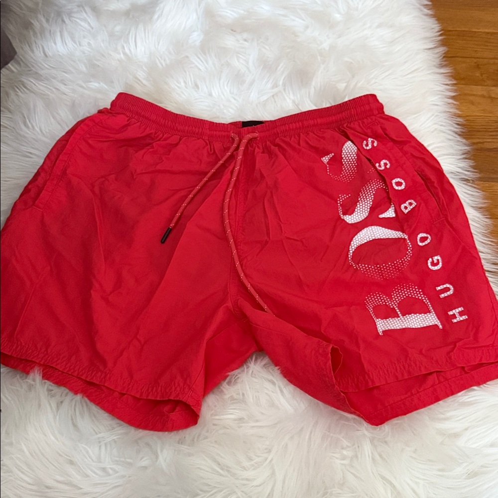 Hugo Boss Bright Red Swim Trunks
